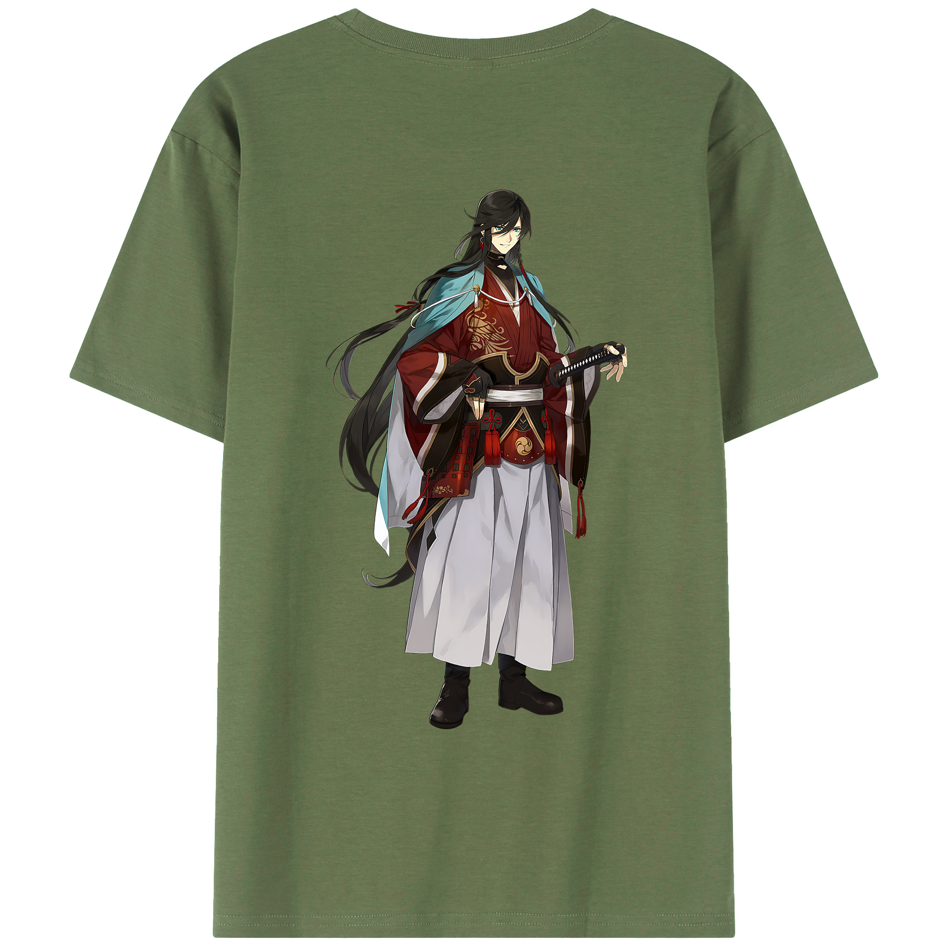 （画像用） 刀剣乱舞 Touken Ranbu 綿100％ メンズ半袖Tシャツ（バックプリント） 通気性